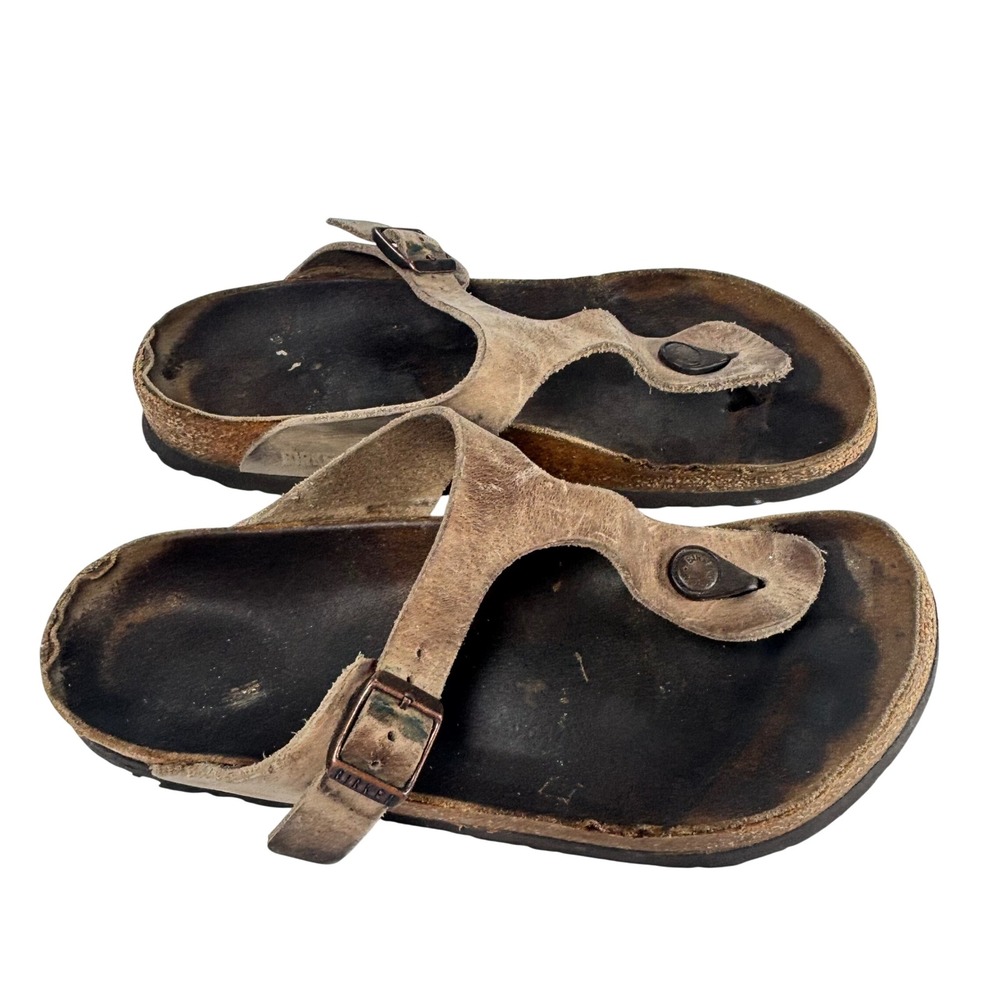 Birkenstock Gizeh Tobacco Brown Oiled Leather Thong Sandals Mens Womens 39